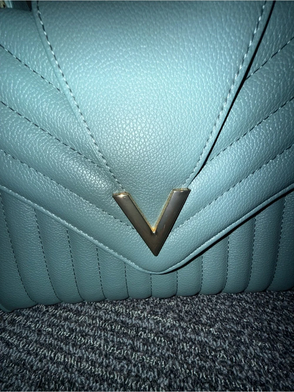 Crossi Quilted Top-Handle Satchel in Light Blue